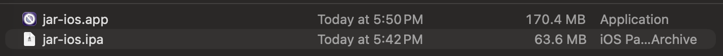 Finder Get Info on the app bundle after: 170.4 MB