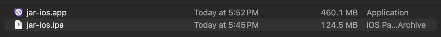 Finder Get Info on the app bundle before: 460.1 MB